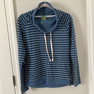 Stripped cowl neck sweater with side zipper detail in size Medium